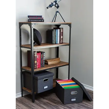 Internet's Best Collapsible File Storage Organizer with Lid - Decorative Linen Filing & Storage Office Box – Hanging Letter/Legal Folder – Home Office Bins Cabinet – Charcoal Container - 1 Pack