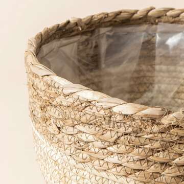 La Jolie Muse Seagrass Planter Basket - Beige 10 Inch