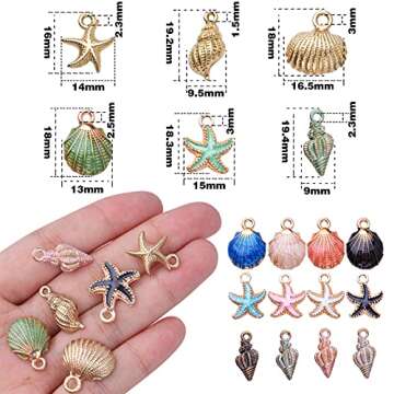 Hmjpng 60pcs Alloy Ocean Starfish Seashell Conch Charms Colorful Enamel Ocean Life Sea Animal Pendants Charms Craft Supplies for DIY Jewelry Making Birthday Wedding Party Favor Gifts