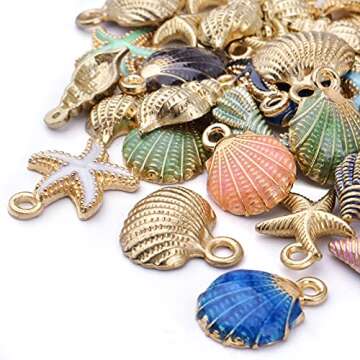 Hmjpng 60pcs Alloy Ocean Starfish Seashell Conch Charms Colorful Enamel Ocean Life Sea Animal Pendants Charms Craft Supplies for DIY Jewelry Making Birthday Wedding Party Favor Gifts