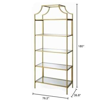 Elegant Gold 5-Shelf Bookcase Perfect for Stylish Homes