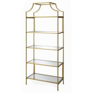 Elegant Gold 5-Shelf Bookcase Perfect for Stylish Homes