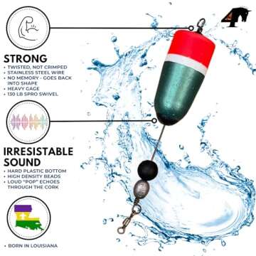 FOUR HORSEMEN TACKLE Popping Corks for Redfish and Speckled Trout - Durable Bobbers for Saltwater an...