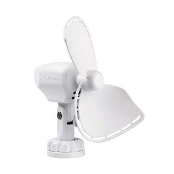 Caframo Ultimate. 12V Lighter Plug Fan for Boats and Campers. Easy to Clean. White, 5.25" x 2.5" x 8.0"