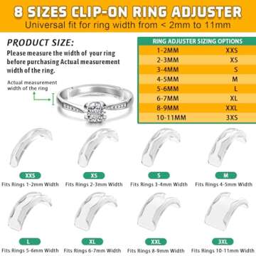 Ring Sizers for Loose Rings, 14 Pack Invisible Ring Size Adjuster Silicone, Ring Guards Spacer Tightener Resizer Fitter for Women Men, Make Ring Smaller Without Resizing Thick Band (Transparent-14PCS)
