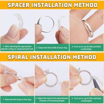 Ring Sizers for Loose Rings, 14 Pack Invisible Ring Size Adjuster Silicone, Ring Guards Spacer Tightener Resizer Fitter for Women Men, Make Ring Smaller Without Resizing Thick Band (Transparent-14PCS)