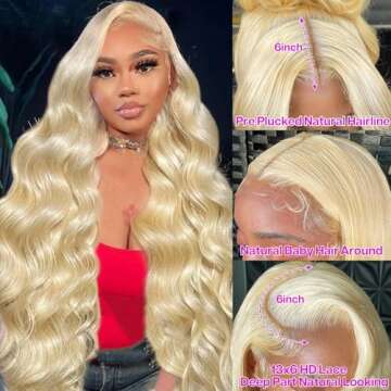 Jiaboo 613 Lace Front Wig Human Hair 13x6 Blonde Lace Front Wigs Human Hair 200% Density HD Transpar...