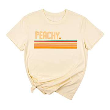 Enmeng Women's Just Peachy T Shirt - Casual & Fun Graphic Tees