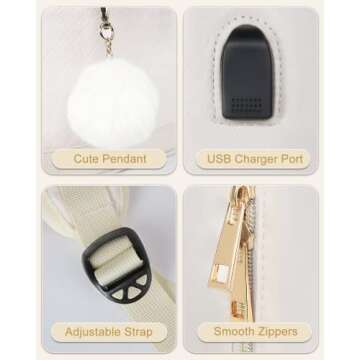 MATEIN Mini Backpack Purse for Women, Fashion Small Purse Backpack with USB Charging Port, Lightweight Cute Shoulder Bag Ladies Gifts Travel Daily Casual Small Daypacks, Beige