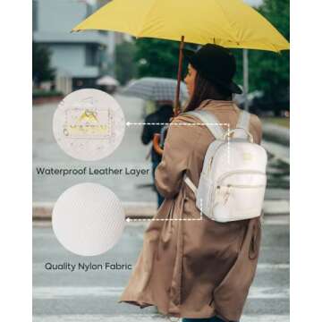 MATEIN Mini Backpack Purse for Women, Fashion Small Purse Backpack with USB Charging Port, Lightweight Cute Shoulder Bag Ladies Gifts Travel Daily Casual Small Daypacks, Beige