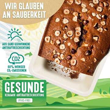 GreenLife Bakeware 8.5" x 4.4" Loaf Pan, Healthy Ceramic Nonstick, PFAS & PFOA-Free, Cake Bread Meatloaf & More, Oven Safe to 450F, Easy Cleanup, Turquoise