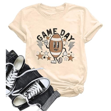 MOUSYA Game Day Football T-Shirt - Cute Football Graphic Tee for Women