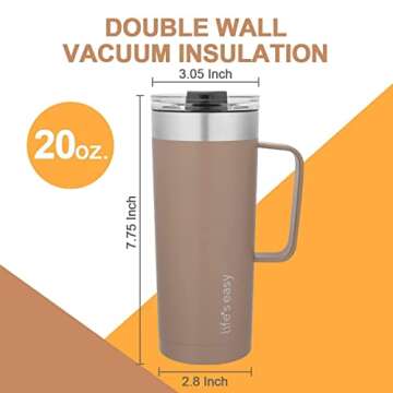 Life's Easy 20oz Stainless Steel Travel Mug with Handle