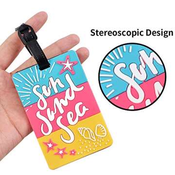 VIOCIWUO Unique Cute Luggage Tags for Women Men, Travel Suitcase Tags Summer Beach Luggage Tags Series Identify Label with Loop 6Pcs