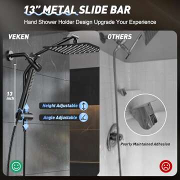 Veken 10'' All Metal Rain Shower Head and Handheld Combo