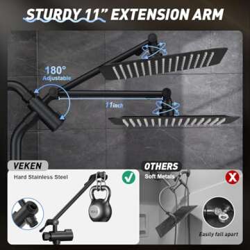 Veken 10'' All Metal Rain Shower Head and Handheld Combo