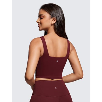 CRZ YOGA Square Neck Longline Sports Bra for Women