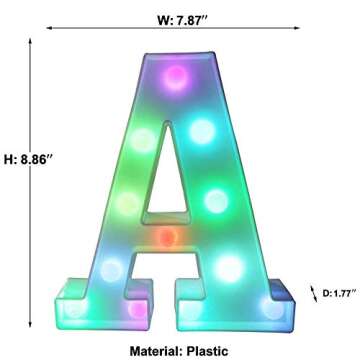 Pooqla Colorful LED marquee letter lights with Remote – light Up Signs – Party Bar Decorations for The Home - Multicolor A