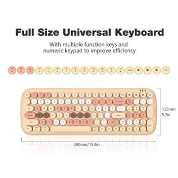 MOFII Wireless Bluetooth Keyboard for Mac, iPad, iPhone, PC, Laptop & Android, Connect up to 3 Devices Simultaneously, Portable 100-Key Typewriter Retro Round Keycaps Keyboard- Milk Tea Colorful