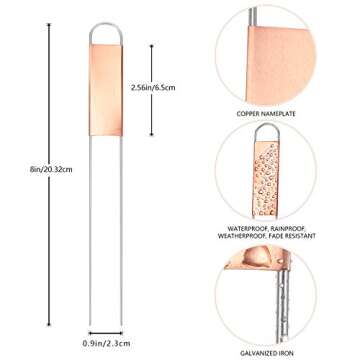 Wanapure 25PCS Copper Metal Plant Tags Plant Labels with 50Pcs Labels, Rainproof PET Film & Permanent Pen, 8" Weatherproof Banner Garden Markers, Marking Protection Seedling Signs Nursery Tags