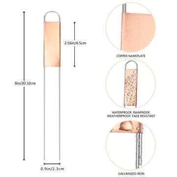 Wanapure 25PCS Copper Metal Plant Tags Plant Labels with 50Pcs Labels, Rainproof PET Film & Permanent Pen, 8" Weatherproof Banner Garden Markers, Marking Protection Seedling Signs Nursery Tags