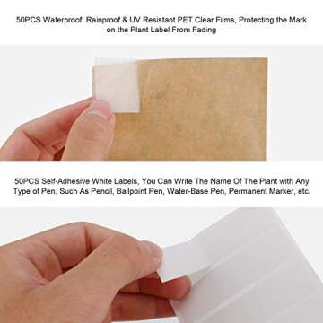 Wanapure 25PCS Copper Metal Plant Tags Plant Labels with 50Pcs Labels, Rainproof PET Film & Permanent Pen, 8" Weatherproof Banner Garden Markers, Marking Protection Seedling Signs Nursery Tags