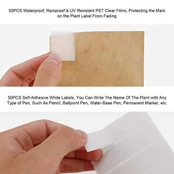 Wanapure 25PCS Copper Metal Plant Tags Plant Labels with 50Pcs Labels, Rainproof PET Film & Permanent Pen, 8" Weatherproof Banner Garden Markers, Marking Protection Seedling Signs Nursery Tags