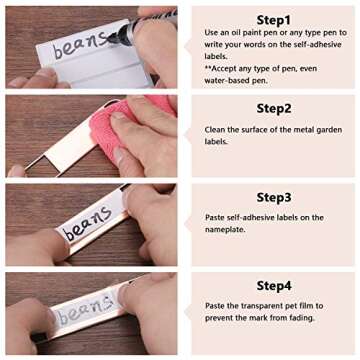 Wanapure 25PCS Copper Metal Plant Tags Plant Labels with 50Pcs Labels, Rainproof PET Film & Permanent Pen, 8" Weatherproof Banner Garden Markers, Marking Protection Seedling Signs Nursery Tags