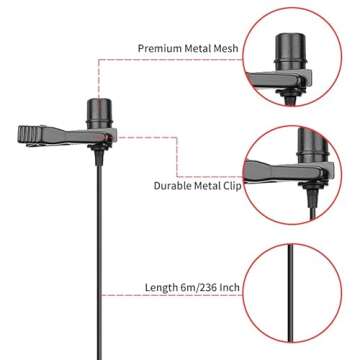 BOYA BY-M1 3.5mm Electret Condenser Microphone with 1/4" adapter for Smartphones iPhone DSLR Cameras PC