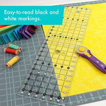 Creative Grids Quilt Ruler 6-1/2in x 24-1/2in Rectangle - CGR24 – Made in USA, Non-Slip Grip Acrylic Quilting, Sewing, Crafting, Patchwork Ruler for Measuring & Cutting Fabric