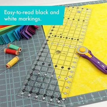 Creative Grids Quilt Ruler 6-1/2in x 24-1/2in Rectangle - CGR24 – Made in USA, Non-Slip Grip Acrylic Quilting, Sewing, Crafting, Patchwork Ruler for Measuring & Cutting Fabric