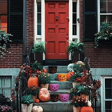 KEPATO Halloween Pumpkin Candy Bucket, 3 Pack Large Plastic Trick or Treat Basket for Kids, Portable Halloween Candy Pumpkin Pails for Halloween Party Decor Favors