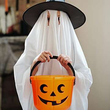 KEPATO Halloween Pumpkin Candy Bucket, 3 Pack Large Plastic Trick or Treat Basket for Kids, Portable Halloween Candy Pumpkin Pails for Halloween Party Decor Favors