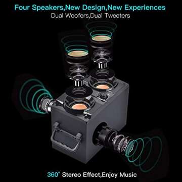 60W Bluetooth Speaker with Deep Bass and Tweeters