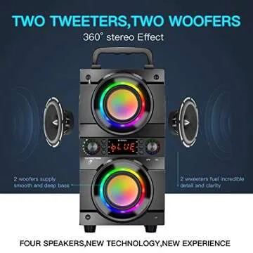 60W Bluetooth Speaker with Deep Bass and Tweeters