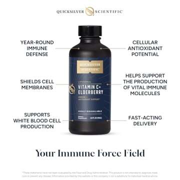 Quicksilver Scientific Liposomal Vitamin C + Elderberry - Liposomal Vitamin C 1000mg with Superior Absorption Technology & Tocotrienols - Antioxidant & Immune Support Tonic (100ml)
