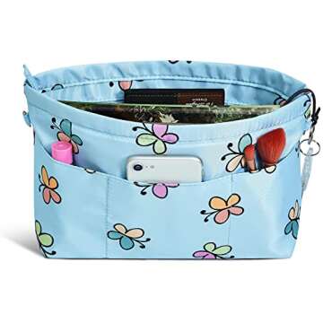 Vercord Premium Nylon Purse Organizer Tote Handbag Insert Organizers Bag in Bag Zipper 13 Pockets Bl...