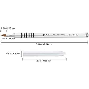 PANA 3D Kolinsky Acrylic Nail Art Sculpture Brush with Silver Metal Non-Slip Grip Handle for Manicur...