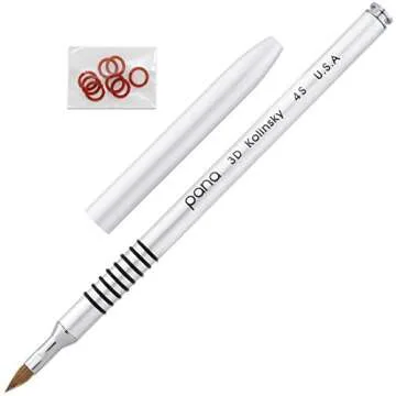 PANA 3D Kolinsky Acrylic Nail Art Sculpture Brush with Silver Metal Non-Slip Grip Handle for Manicures 3D Nail Art Flower Designs (Size #4)