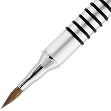 PANA 3D Kolinsky Acrylic Nail Art Sculpture Brush with Silver Metal Non-Slip Grip Handle for Manicures 3D Nail Art Flower Designs (Size #4)