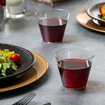 Comfy Package [9 oz. - 100 Count Hard Plastic Tumblers, Clear Plastic Cups - Plastic Cups for Party, Cocktails, and Events