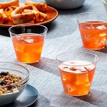 Comfy Package [9 oz. - 100 Count Hard Plastic Tumblers, Clear Plastic Cups - Plastic Cups for Party, Cocktails, and Events