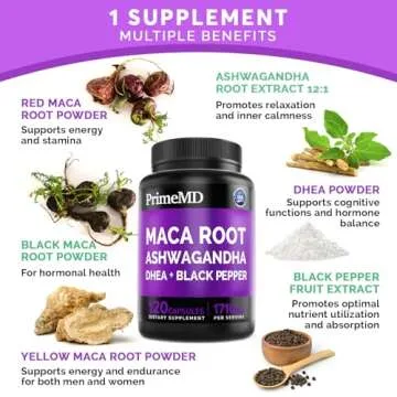 Organic Maca Root Ashwagandha Capsules for Stamina