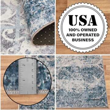 ReaLife Machine Washable Area Rug - Living Room Bedroom Bathroom Kitchen Entryway Office - Padded Low Pile Stain Resistant Premium - Boho Vintage Bohemian - Blair - Grey 5' x 7'