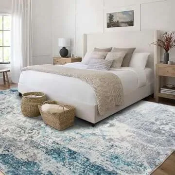 ReaLife Machine Washable Area Rug - Living Room Bedroom Bathroom Kitchen Entryway Office - Padded Low Pile Stain Resistant Premium - Boho Vintage Bohemian - Blair - Grey 5' x 7'