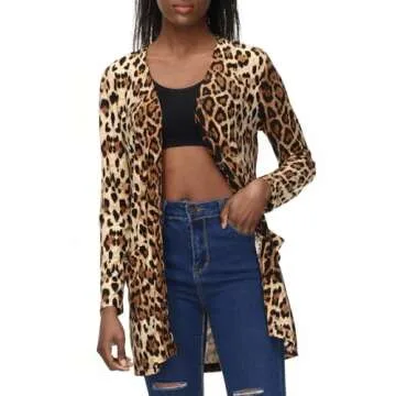 Trendy Women's Leopard Print Cardigan with Pockets