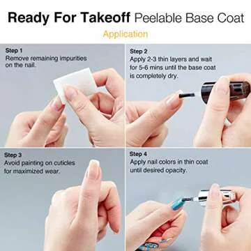UNT Ready For Peel Off Takeoff Peelable Base Coat Nail Polish & 2 Nail Polishes, 4 Packs 0.5Oz /15ml No Latex Cuticle Barrier, Non-glue Based Nail Tape for Pregnant Woman & Children
