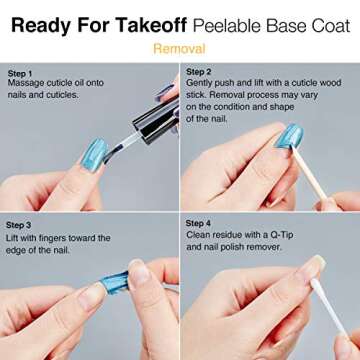 UNT Ready For Peel Off Takeoff Peelable Base Coat Nail Polish & 2 Nail Polishes, 4 Packs 0.5Oz /15ml No Latex Cuticle Barrier, Non-glue Based Nail Tape for Pregnant Woman & Children