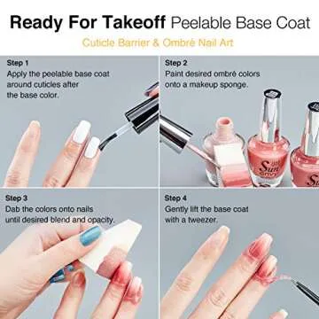 UNT Ready For Peel Off Takeoff Peelable Base Coat Nail Polish & 2 Nail Polishes, 4 Packs 0.5Oz /15ml No Latex Cuticle Barrier, Non-glue Based Nail Tape for Pregnant Woman & Children