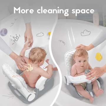 BabyBond Baby Bath Seat with Sitting & Lying 2 Modes, 3-Speed Adjustment, Powerful Suction Cups, Infant Bathtub Chair with Soft and Comfortable Towel, Folding and Hanging